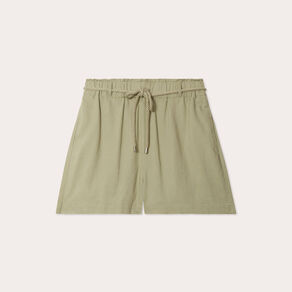 Short regular contenant du lin vert kaki femme