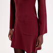Robe manches longues col montant bordeaux femme