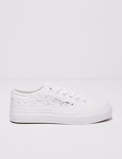 Tennis plates en dentelle blanc femme