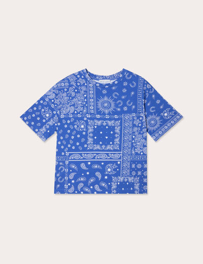 T-shirt manches courtes bleu femme