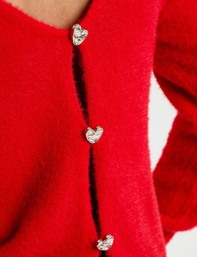 Pull d&eacute;tails coeur rouge femme