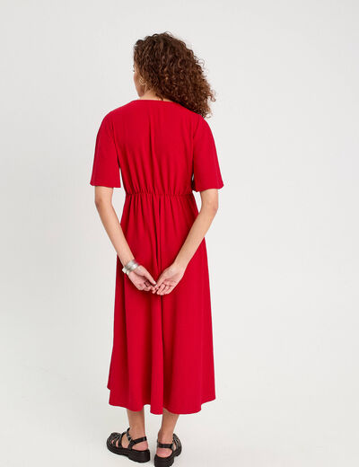 Robe longue évasée rouge femme