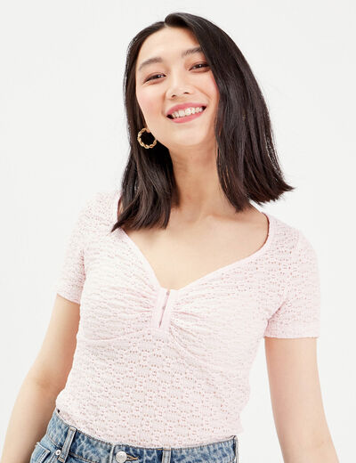 T-shirt manches courtes rose femme