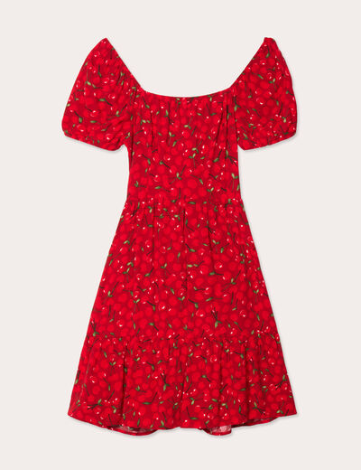 Robe évasée manches courtes rouge femme