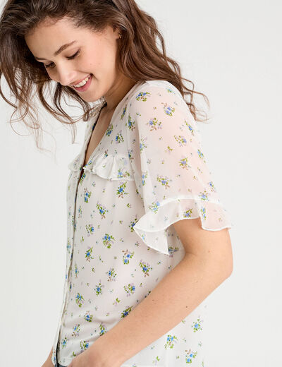 Chemise manches volants blanc femme