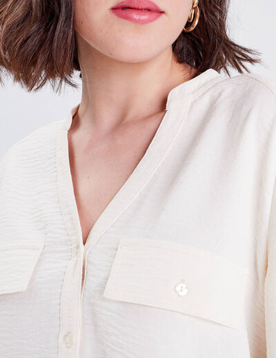 Chemise manches 3/4 ivoire femme