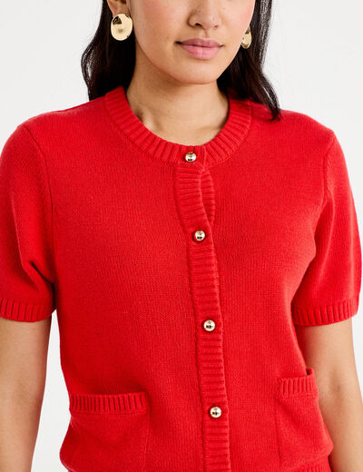 Gilet manches courtes rouge femme