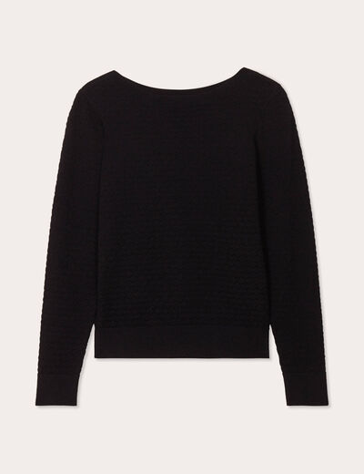 Pull col bateau noir femme