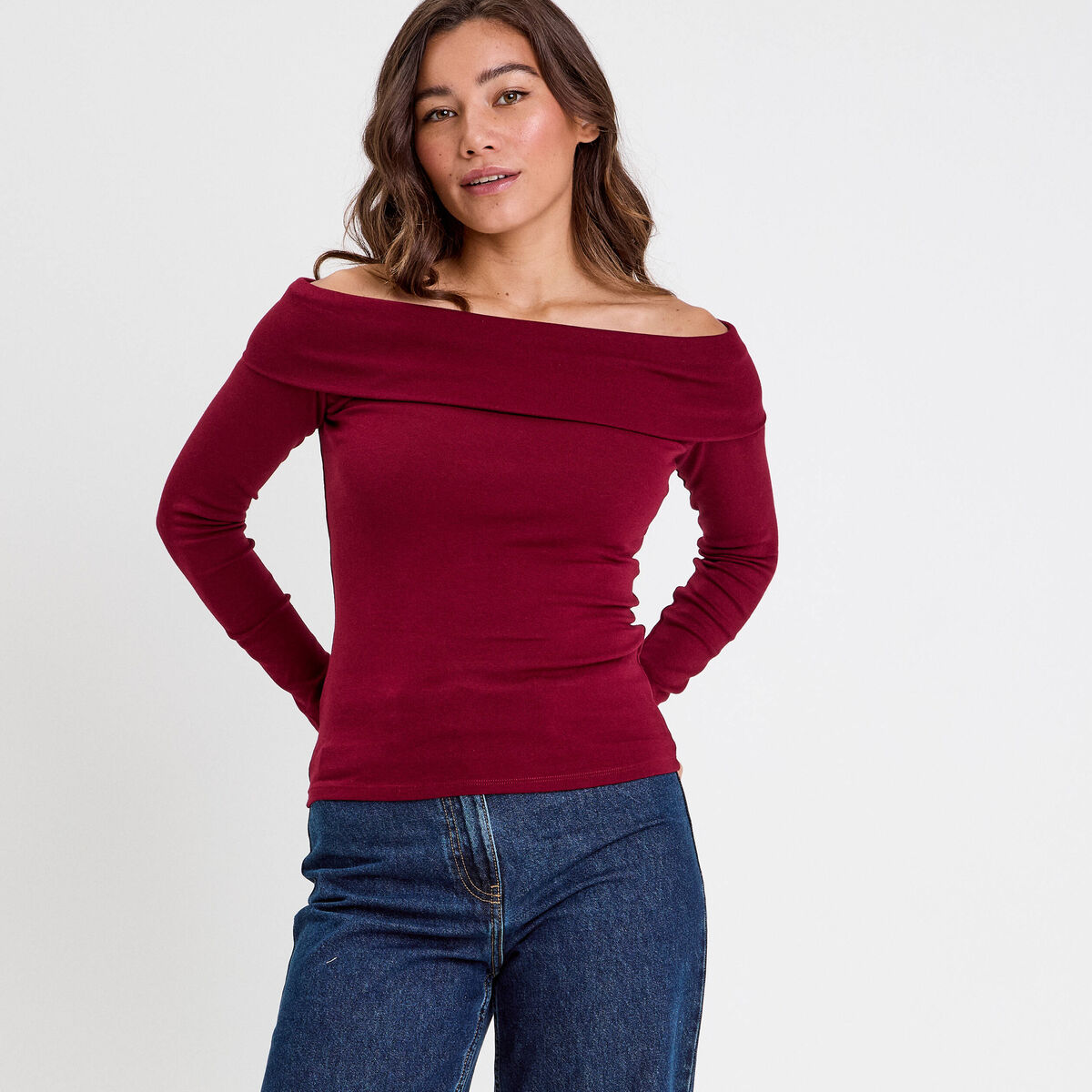 Tee-shirt Manches Longues Rouge Foncé Comptoir Des Cotonniers - Taille 42, Occasion Très Bon état