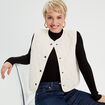 Gilet sans manches velours ecru femme