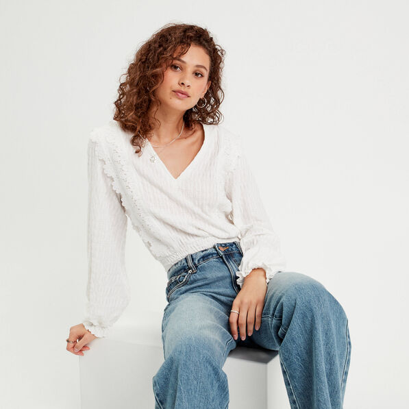 blouse manches longues smockee ecru femme Blouse manches longues smockée ecru femme