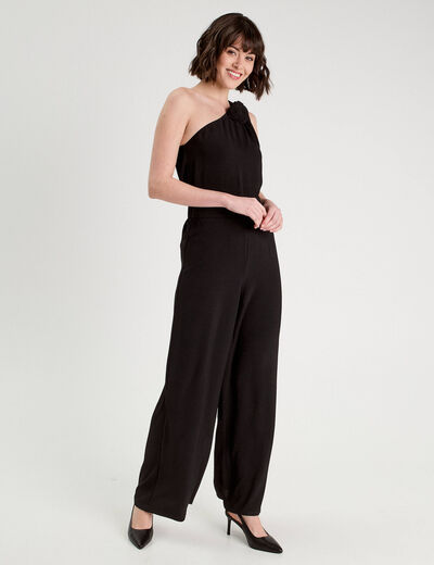 Combinaison pantalon large noir femme