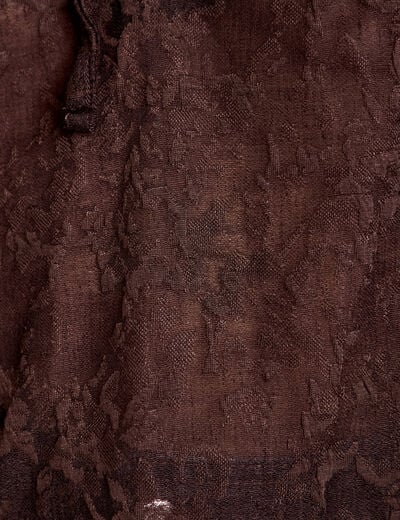 Blouse droite manches longues col rond marron fonc&eacute; femme