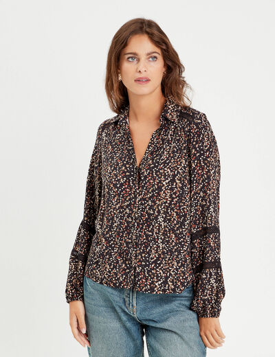 Chemise manches longues noir femme