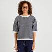 Pull ample duveteux manches courtes ecru femme