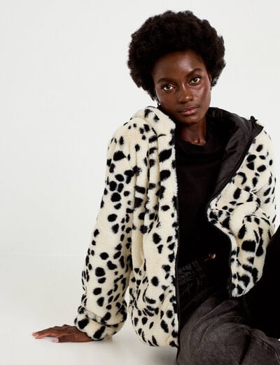 Parka r&eacute;versible &agrave; capuche blanc femme