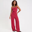 Combinaison large longue stretch rouge fonc&eacute; femme
