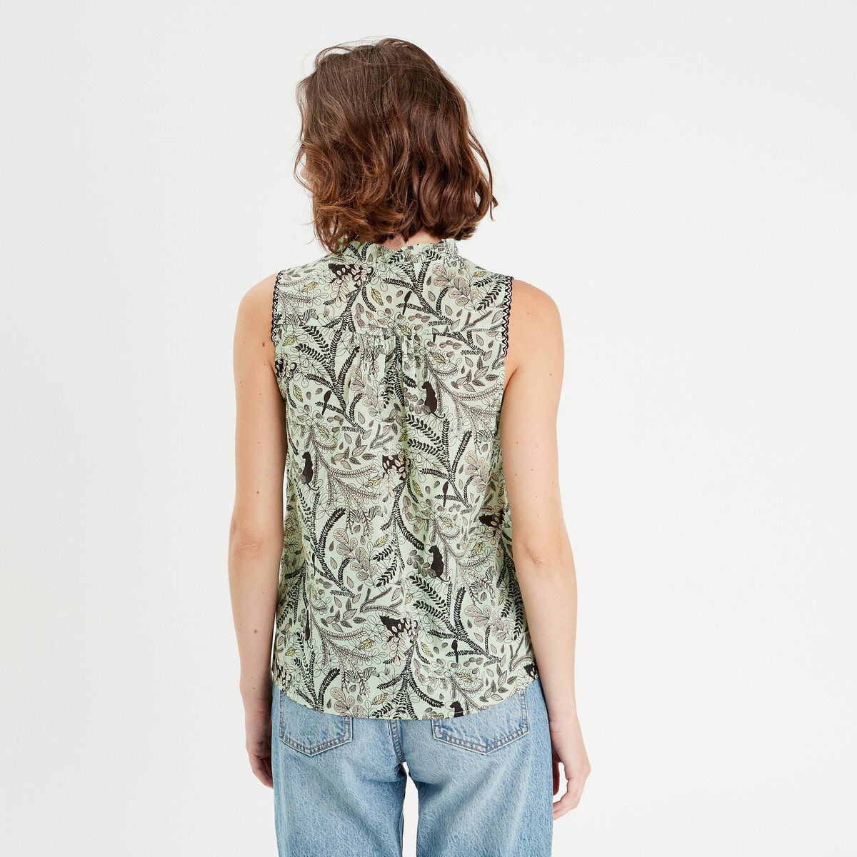 Blouse sans manches bleu femme