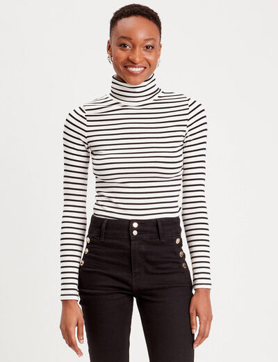 T-shirt col roulé blanc femme