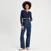 Gilet manches longues ajust&eacute; bleu marine femme