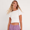 T-shirt cintré cropped ecru femme
