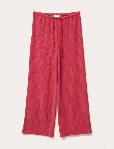 Pantalon large rouge foncé femme