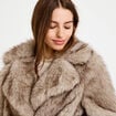 Manteau fausse fourrure taupe femme