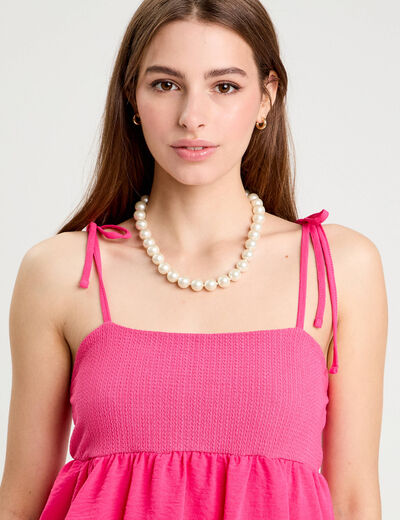 Blouse bretelles fines rose vif femme