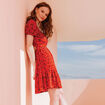 Robe évasée manches courtes rouge femme