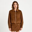 Jupe-short courte aspect daim marron femme