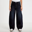 Jean barrel taille haute denim brut femme