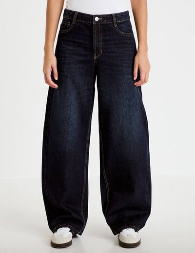 Jean barrel taille haute denim brut femme