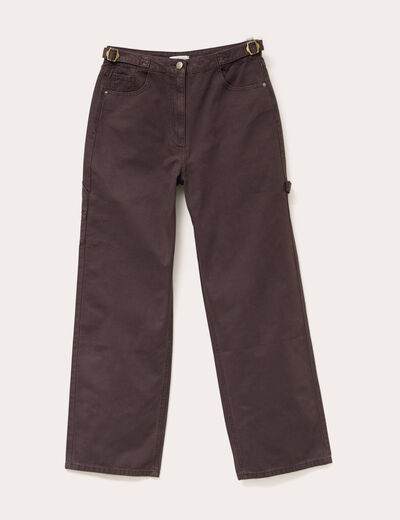 Pantalon regular boucles marron foncé femme