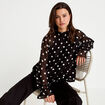 Blouse droite voile manches longues noir femme