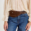 Ceinture large aspect daim marron fonc&eacute; femme
