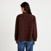 Blouse ample col montant manches longues marron fonc&eacute; femme