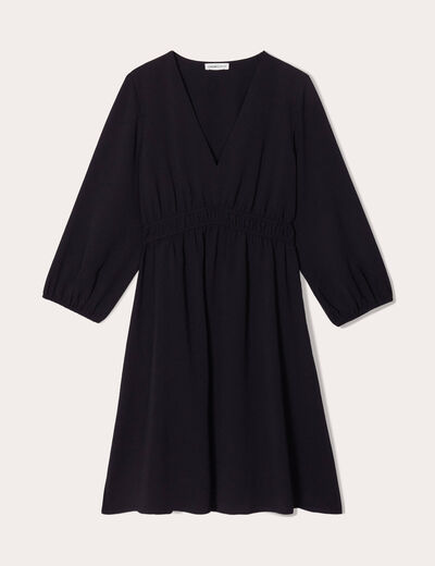 Robe évasée manches 3/4 noir femme