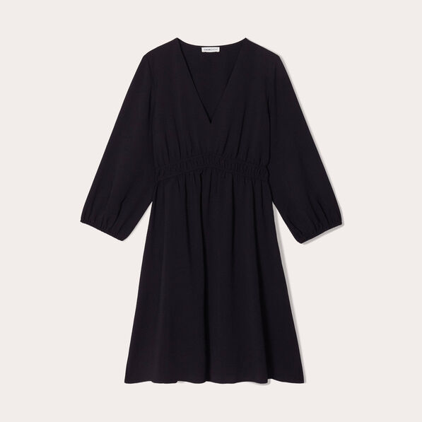 Robe évasée manches 3/4 noir femme