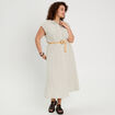 Robe chemise midi contenant du lin vert femme