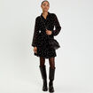Robe brod&eacute;e &eacute;vas&eacute;e manches longues noir femme