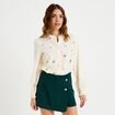 Jupe-short trap&egrave;ze courte vert fonc&eacute; femme