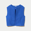 Gilet barman ample cropped pliss&eacute; bleu electrique femme