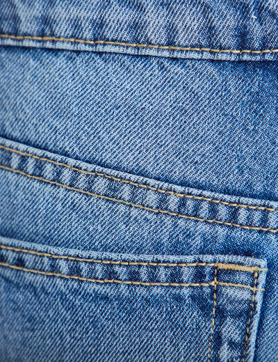 Jean wide leg taille basse broderie denim stone femme