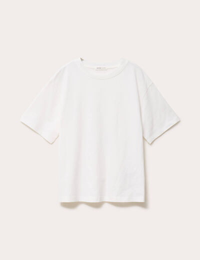 T-shirt col rond manches courtes ecru femme
