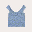 Blouse col volants bleu fonc&eacute; femme