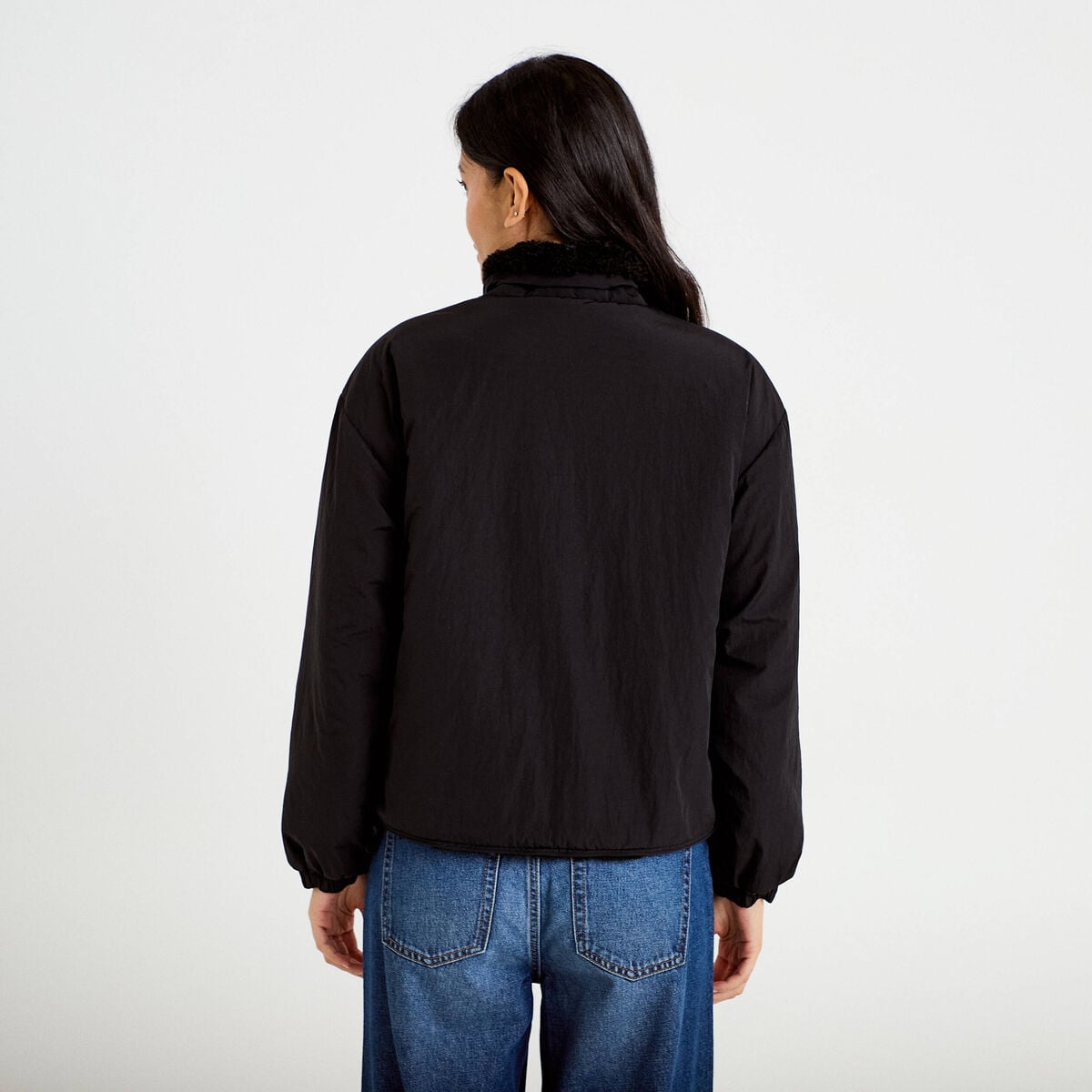 Veste r&eacute;versible effet polaire noir femme