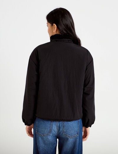 Veste r&eacute;versible effet polaire noir femme