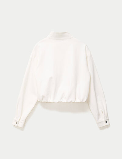 Veste cropped bas resserr&eacute; ecru femme