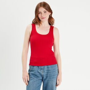 debardeur sans manches cotele rouge femme Débardeur sans manches côtelé rouge femme
