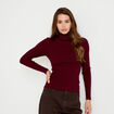 Pull c&ocirc;tel&eacute; col roul&eacute; bordeaux femme
